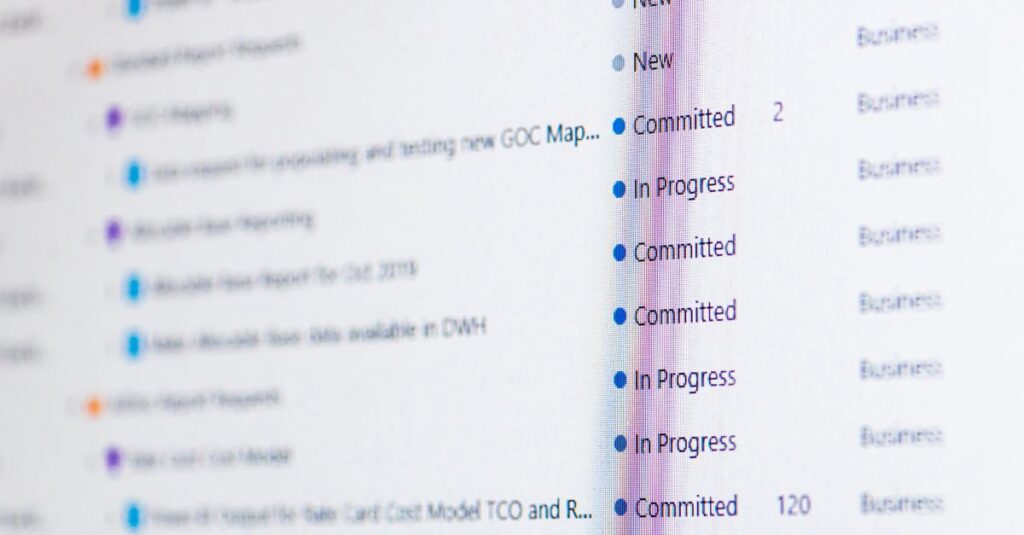 Digital board displaying backlog items for nearshore Scrum project, showcasing effective scrum in nearshore management.